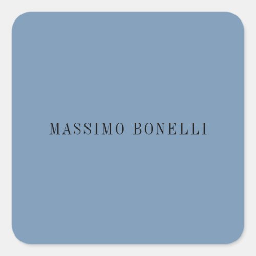 Blue Grey Minimalist Plain Legible Modern Square Sticker