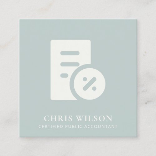 BLUE GREY MODERN CALCULATION ICON ACCOUNTING TAX SQUARE BUSINESS CARD