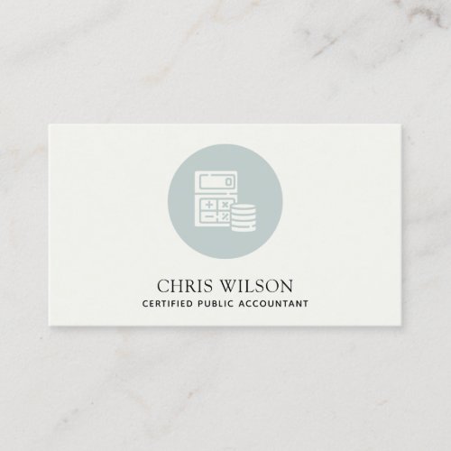 BLUE GREY MODERN CALCULATOR COIN ICON ACCOUNTING BUSINESS CARD