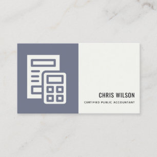 BLUE GREY MODERN CALCULATOR ICON ACCOUNTING TAX BUSINESS CARD