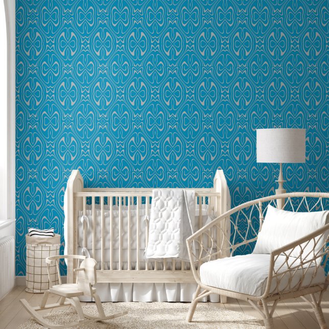 Blue Grey Modern Pattern Wallpaper Wallpaper (Kids)