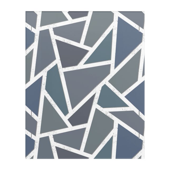 Blue-grey mosaic pattern acrylic print (Front)
