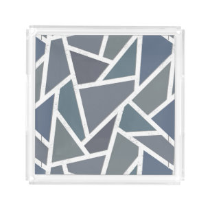 Blue-grey mosaic pattern acrylic tray