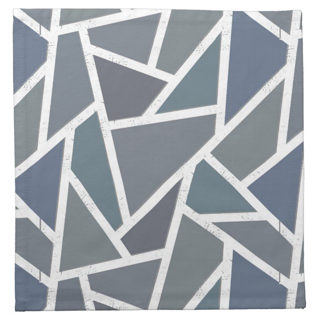 Blue-grey mosaic pattern cloth napkin (Front)