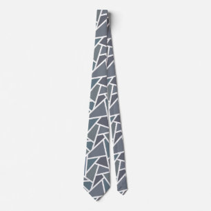 Blue-grey mosaic pattern neck tie