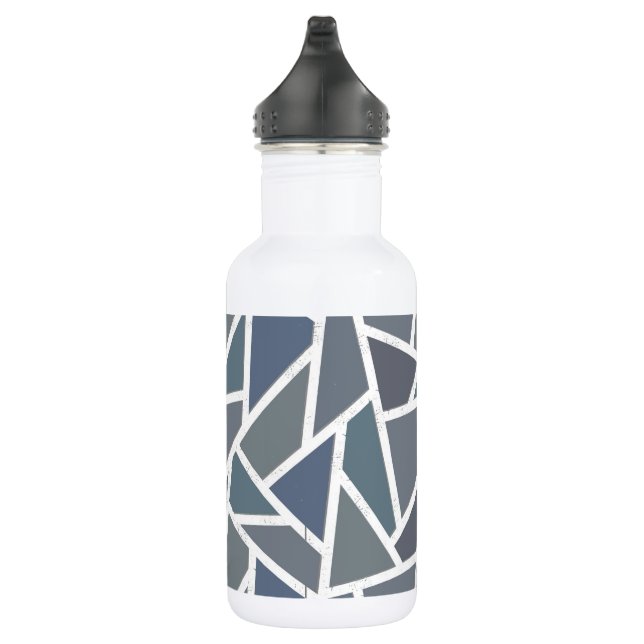 Blue-grey mosaic pattern stainless steel water bottle (Right)