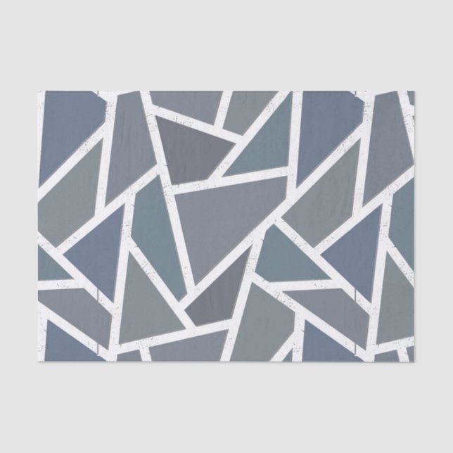 Blue-grey mosaic pattern tissue paper (Front)