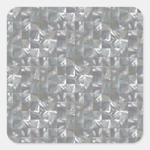 Blue-Grey Mother of Pearl Tile Pattern Square Sticker