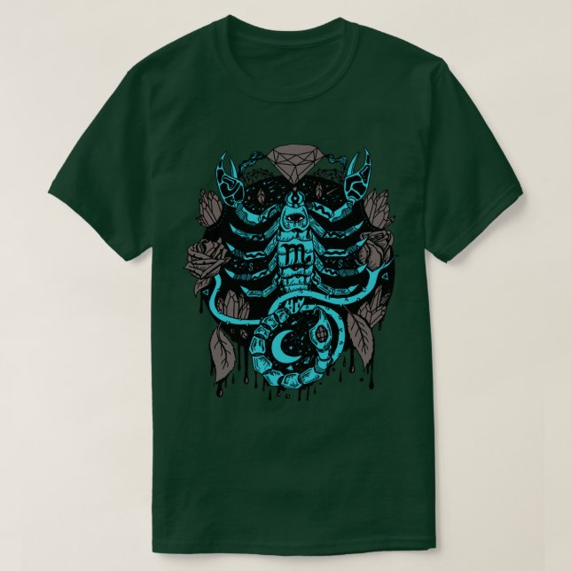 Blue Grey Mystic Scorpio Zodiac  T-Shirt (Design Front)