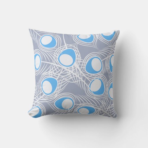 Blue grey patterned throw pillow