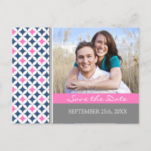 Blue Grey Photo Save the Date Wedding Postcards