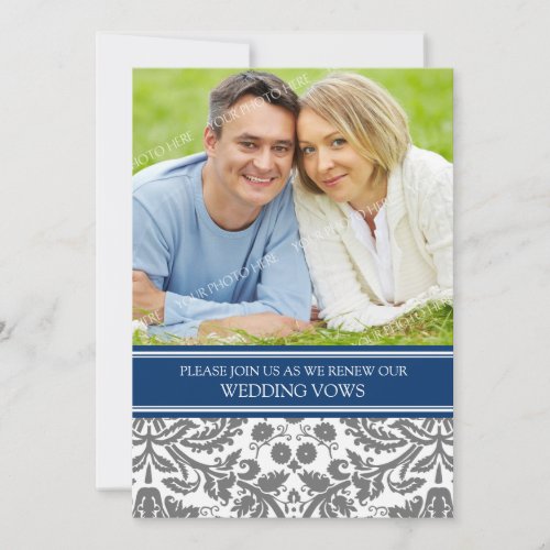 Blue Grey Photo Wedding Vow Renewal Invitation