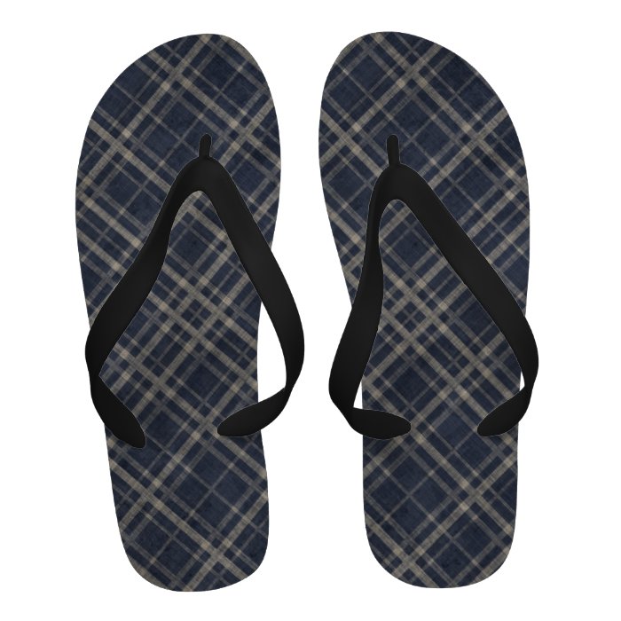 Blue Grey Plaid Masculine Design Sandals