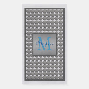 Blue & Grey Polka Dot Pattern Monogram Paper Guest Towels
