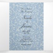 Blue Grey Princess Swirl Elegant Fairytale Wedding Tri-Fold Invitation (Inside Middle)