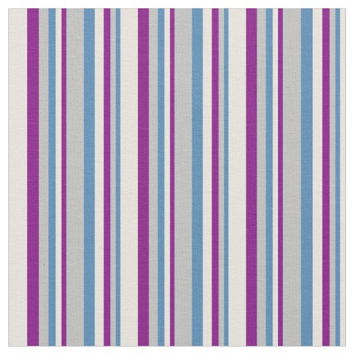 Blue, Grey, Purple, and Beige Stripes Fabric