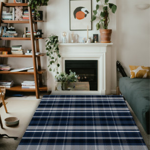 Blue & Grey Rustic Modern Farmhouse Plaid Area Rug