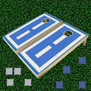 Blue Grey Rustic Wood Farmhouse Summer Fall Winter Cornhole Set