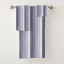 Blue grey shadow stripes bath towel set