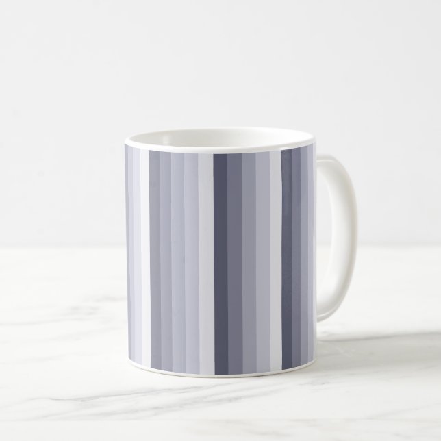 Blue grey shadow stripes coffee mug (Front Right)