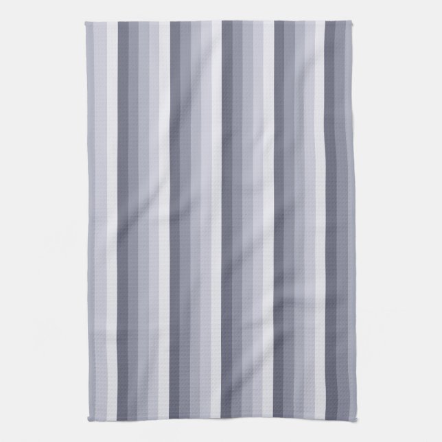 Blue grey shadow stripes kitchen towel (Vertical)