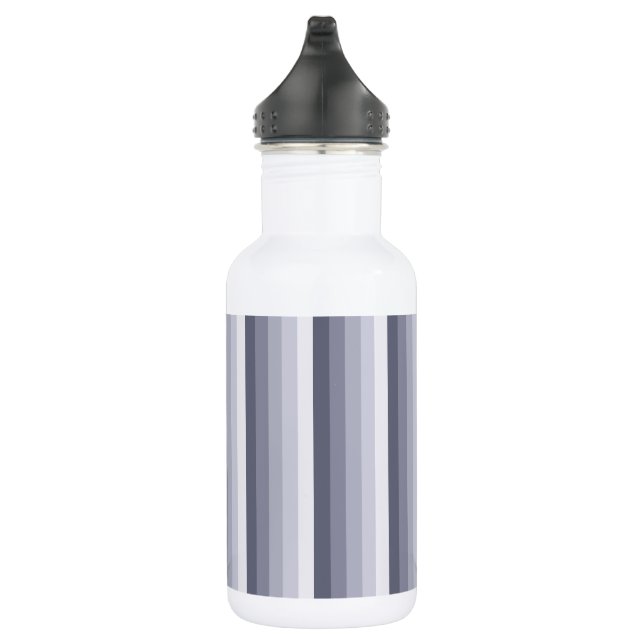 Blue grey shadow stripes stainless steel water bottle (Right)