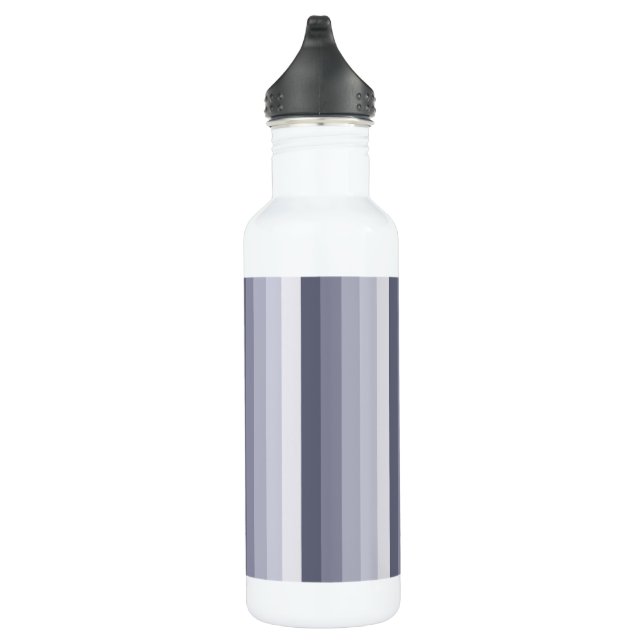 Blue grey shadow stripes stainless steel water bottle (Right)