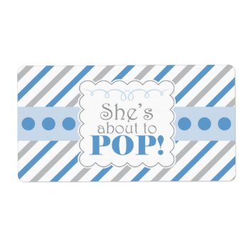 Blue  & Grey She's About To Pop Water Bottle Label by AllbyWanda at Zazzle