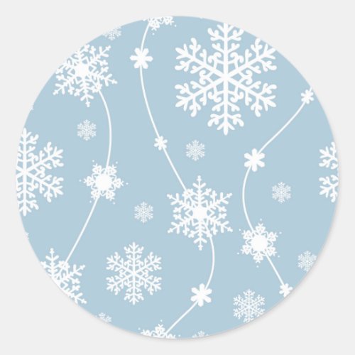 Blue Grey Snowflakes Winter Wonderland Holiday Classic Round Sticker