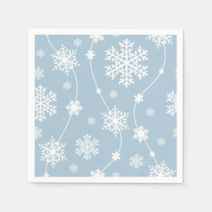 Blue Grey Snowflakes Winter Wonderland Holiday Napkins