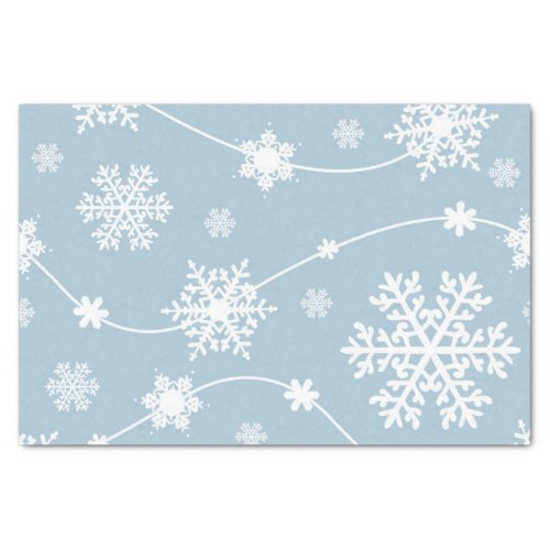 Blue Grey Snowflakes Winter Wonderland Holiday Tissue Paper