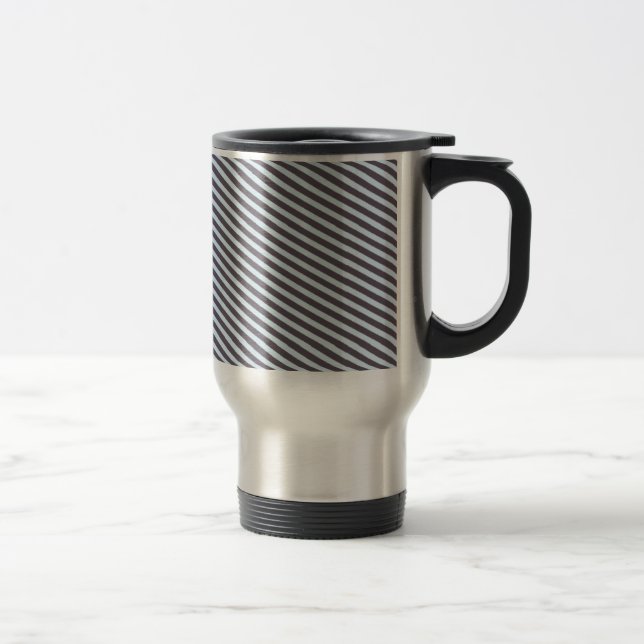 Blue Grey Striped Travel Mug (Right)