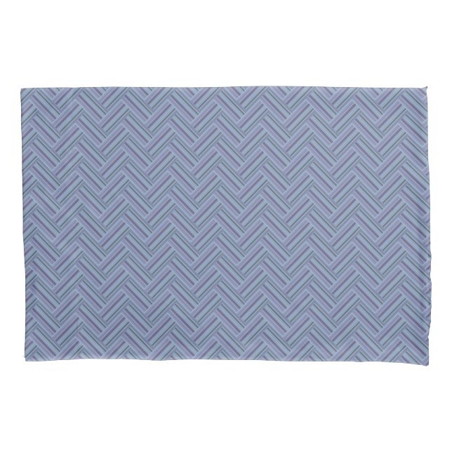 Blue-grey stripes double weave pattern pillowcase (Front)
