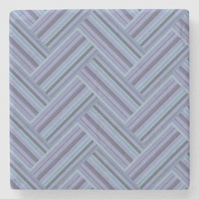 Blue-grey stripes double weave pattern stone coaster (Front)