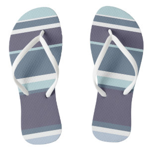 Blue-grey stripes flip flops