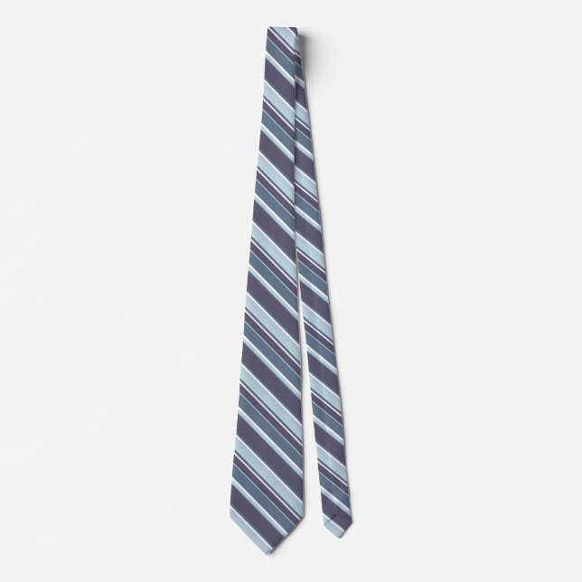 Blue-grey stripes neck tie (Front)