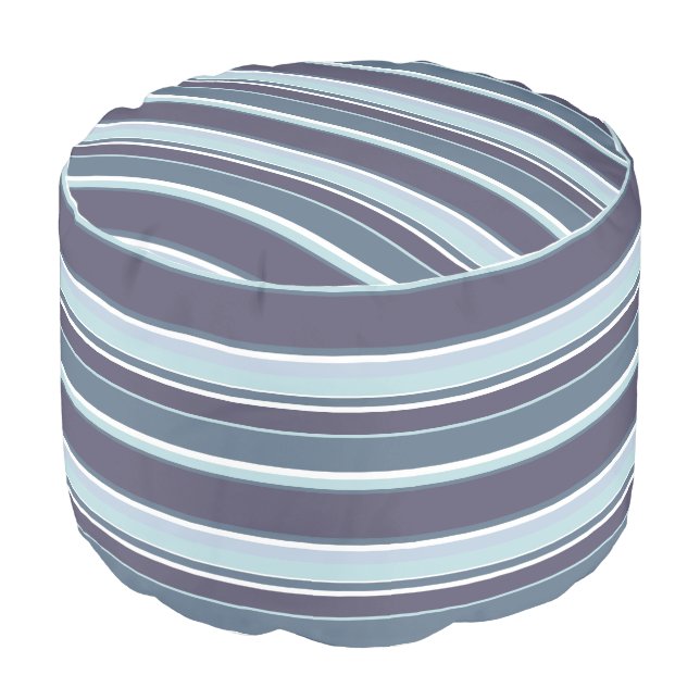 Blue-grey stripes pouf (Angled Front)