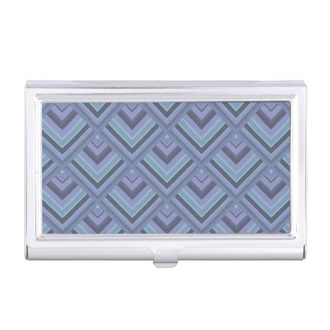 Blue-grey stripes scale pattern business card holder (Front)