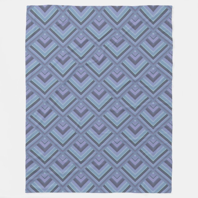 Blue-grey stripes scale pattern fleece blanket (Front)