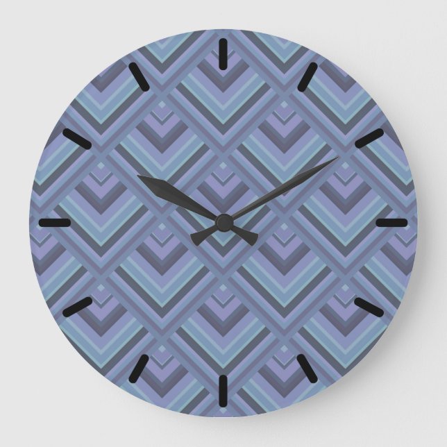 Blue-grey stripes scale pattern large clock (Front)