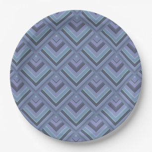 Blue-grey stripes scale pattern paper plates