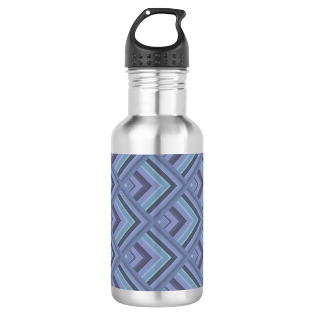 Blue-grey stripes scale pattern water bottle (Front)