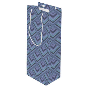 Blue-grey stripes scale pattern wine gift bag