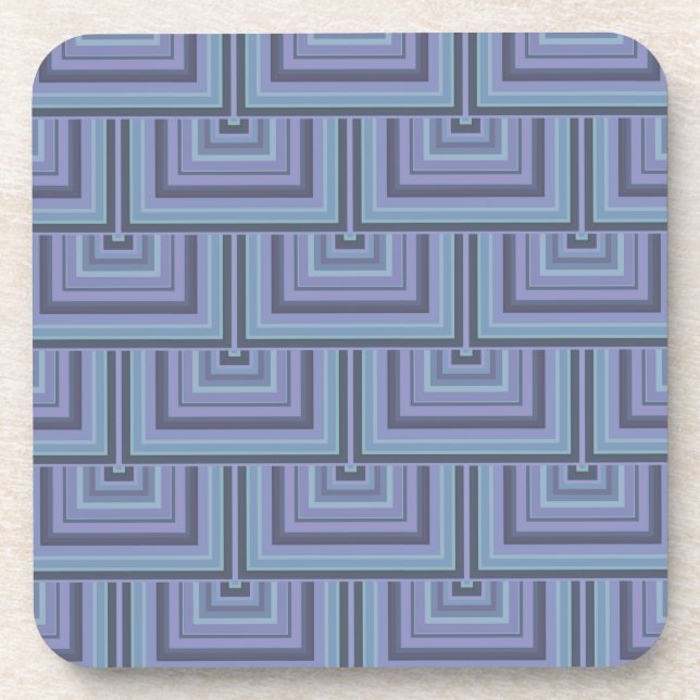 Blue-grey stripes square pattern coaster (Front)