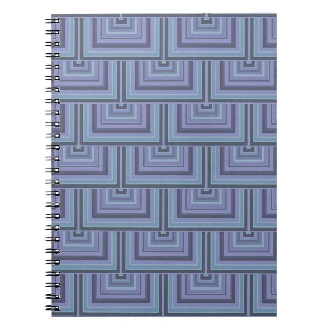 Blue-grey stripes square pattern notebook (Front)