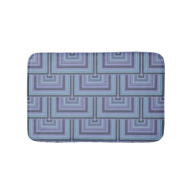 Blue-grey stripes square scales pattern bathroom mat (Front)