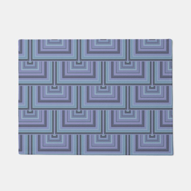 Blue-grey stripes square scales pattern doormat (Front)