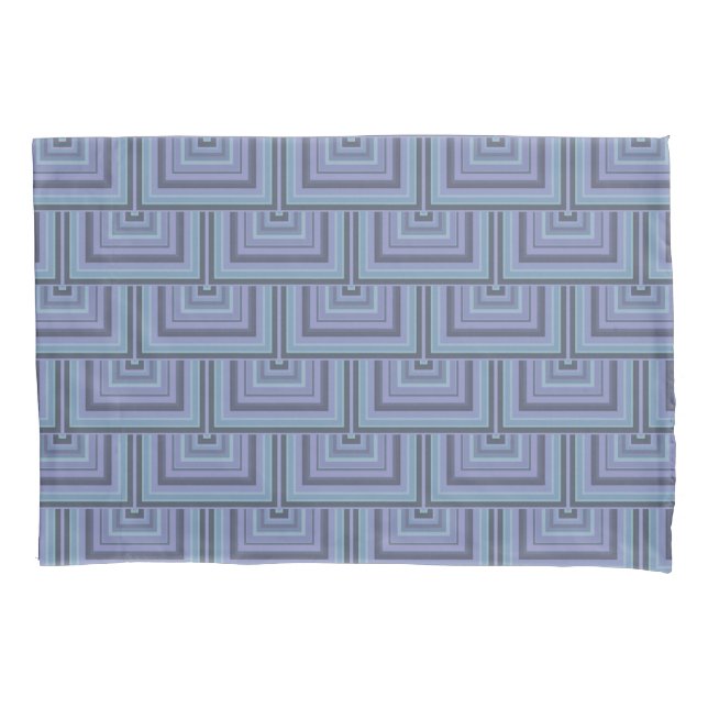 Blue-grey stripes square scales pattern pillow case (Front)