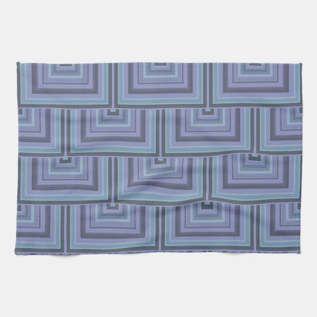 Blue-grey stripes square scales pattern towel (Horizontal)