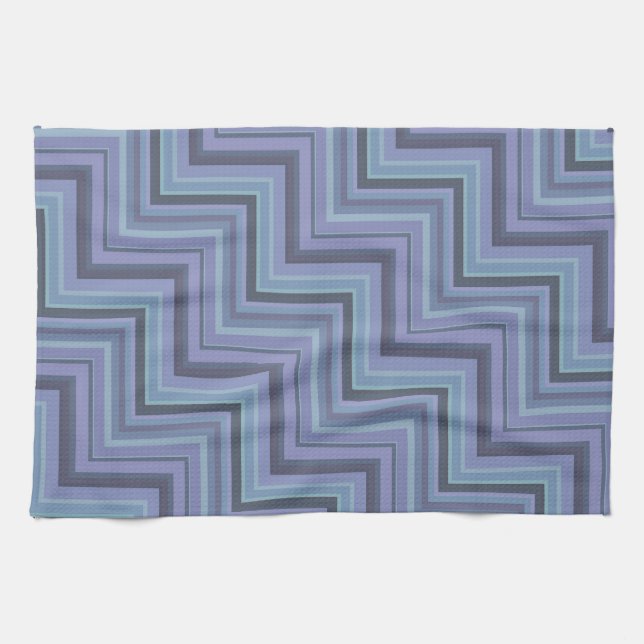 Blue-grey stripes stairs pattern kitchen towel (Horizontal)